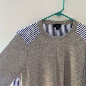 J. Crew Large Grey Blue & White Striped Sweater Blouse